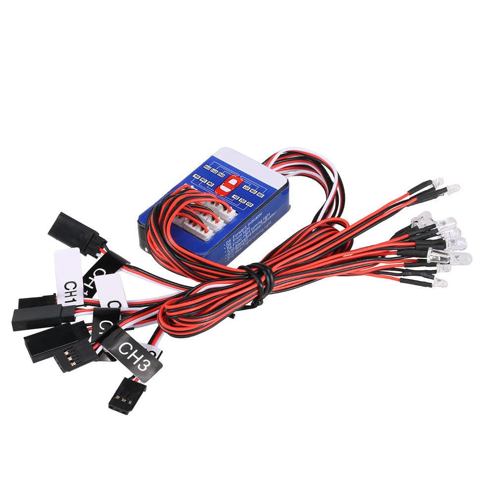 12 LED Lighting System Kit Steering Brake Smart Simulation Flash Lights for 1/10 Scale Models RC