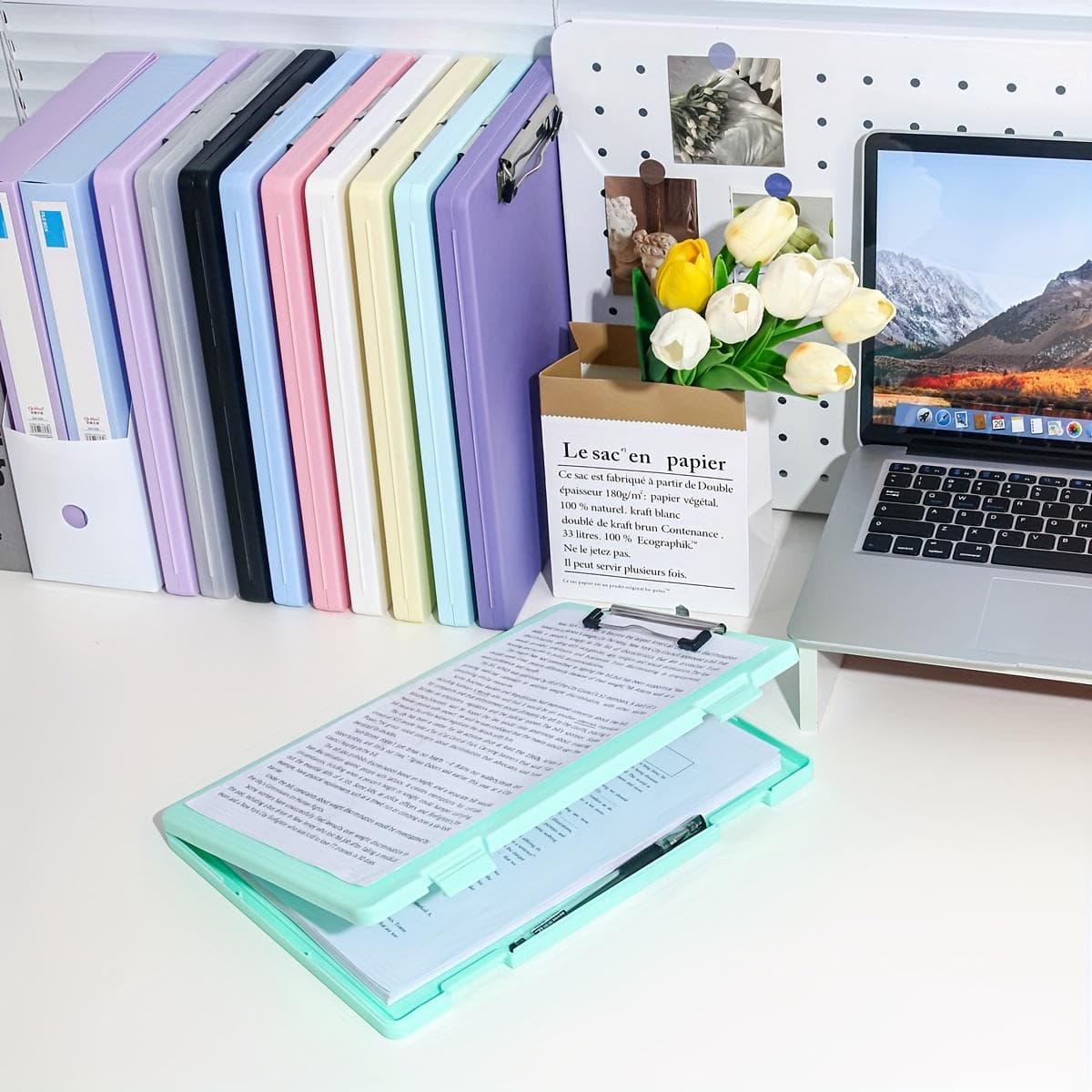 A4 File Folder Storage Box Plate Clip Student Special Test Paper Storage And Finishing Artifact Large Capacity Information Book green