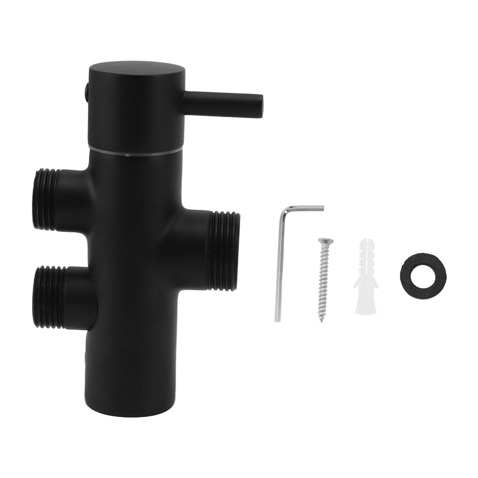 Shower Head Diverter Black Rustproof Leakproof Wall Mounted Shower Arm Diverter Valve for Toilet