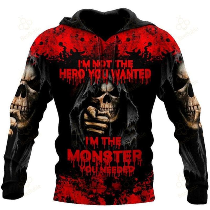 Men's Hoodies Sweatshirt 3D Print Horror Skull Streetwear Harajuku Pullover Hip Hop Jacket Men Women Tracksuit Oversized Hoodie L