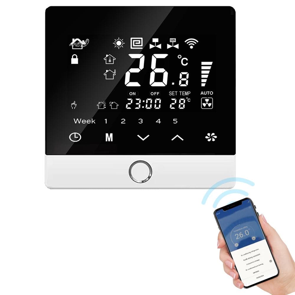 WiFi Smart Thermostat 5+2 Programmable Energy Saving 3A Water Heating Tuya Voice Control Thermostat WiFi 3A Water Heating white