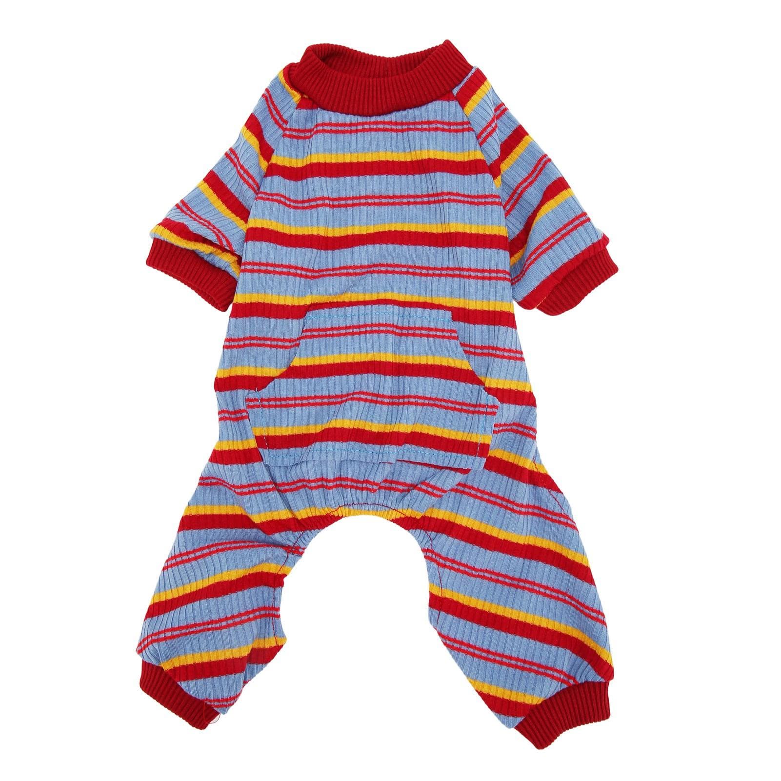 Striped Dog Pajamas Spring Stylish Classic Soft Breathable 4 Legged Pet Bodysuit for Small Medium M(for 4-6.5kg)