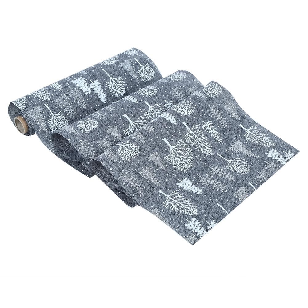 Household Christmas Polyester Printed Table Runner Cloth Home Party Banquets DecorationC Type Gray