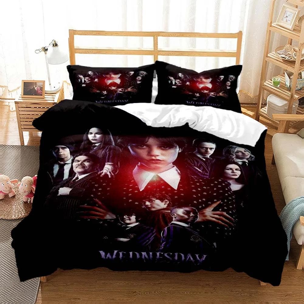 Wednes day Addams American Dramas 3D printed bedding Queen bedding set Soft and comfortable customized King size bedding set 150x200cm 3pcs