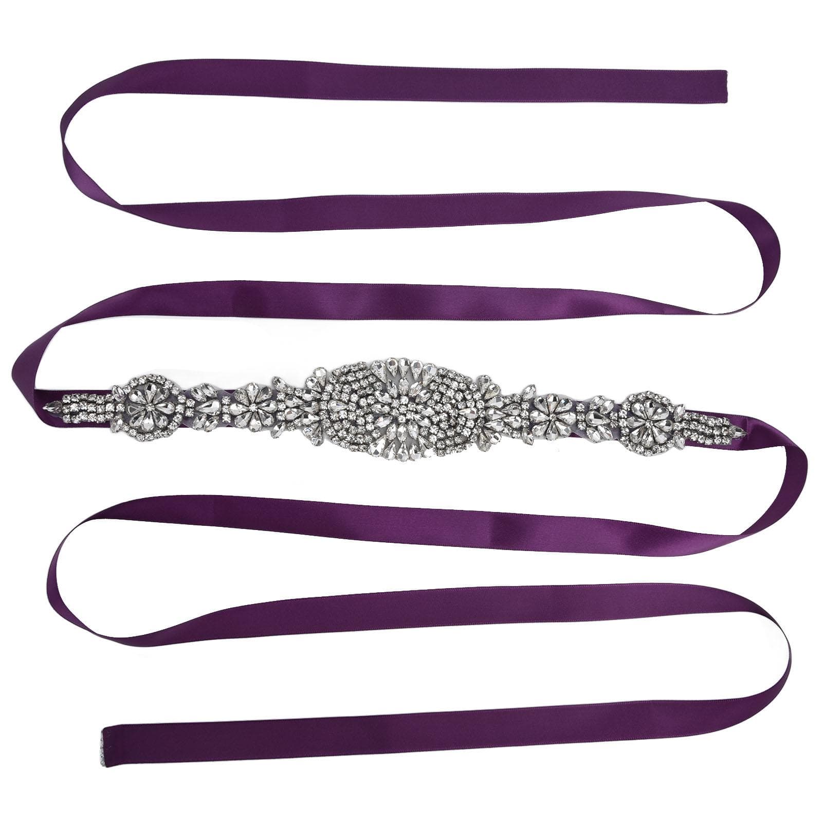 Rhinestone Wedding Dress Belt Elegant Waistbelt Clothes Accessories for Bride BridesmaidPurple purple
