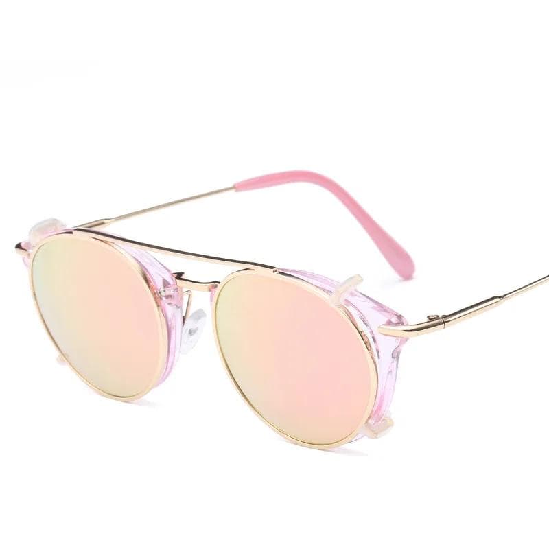 Trendy Round Metal 2in1 Sunglasses for Men Women Detachable Glasses Set UV Protection Driving Goggles