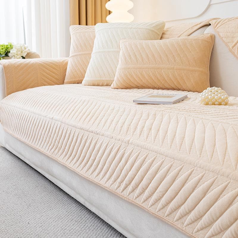 French Plush Sofa Cover for Living Room Solid Color Non Slip Sofa Cushion Mat Cream Style Couch Cover Thicken Sofa Cushion Home 70x70cm 1pcs