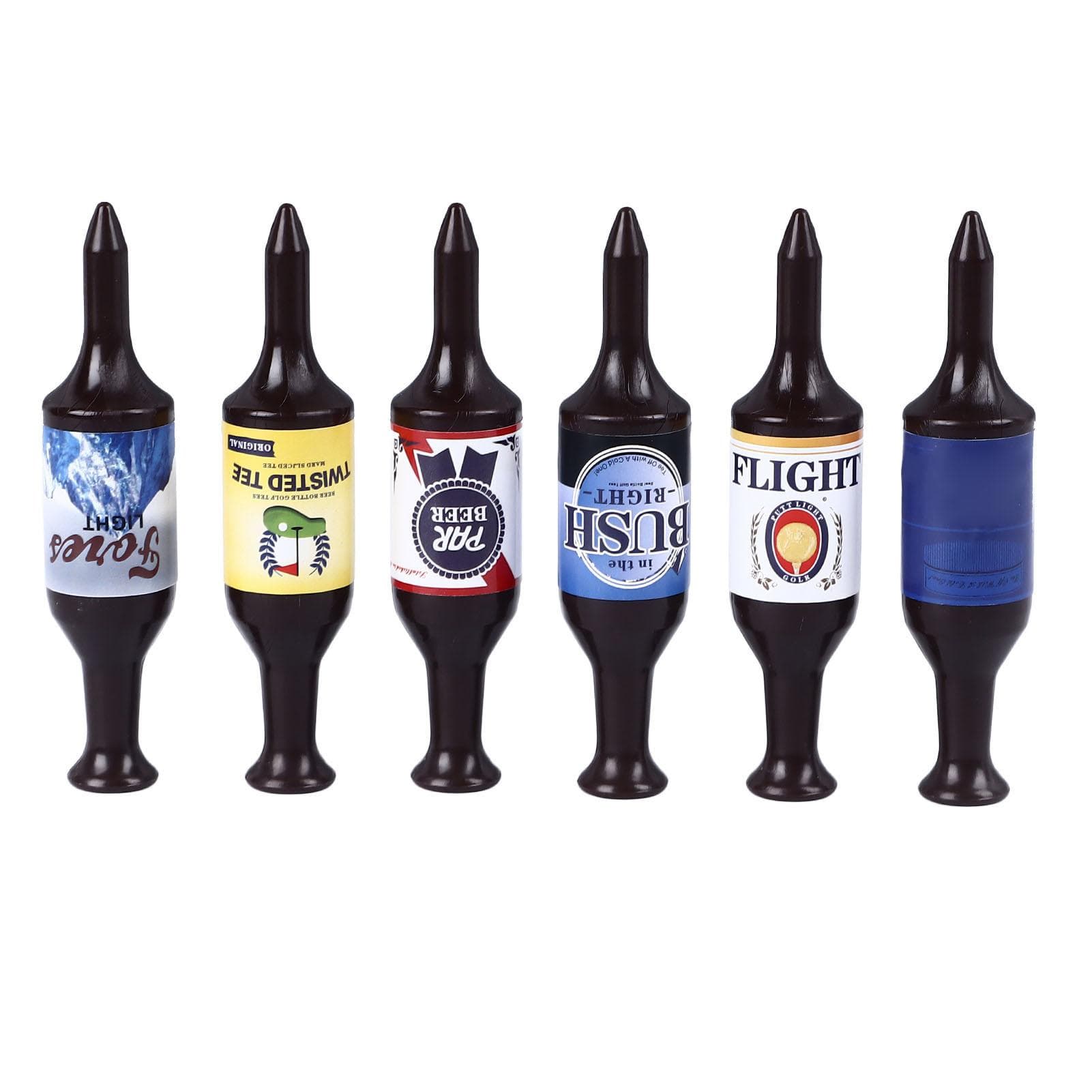 6PCS Mini Beer Bottle Golf Tees Plastic Funny Golfing Tees Set Unique Golf Gift For Men and Women