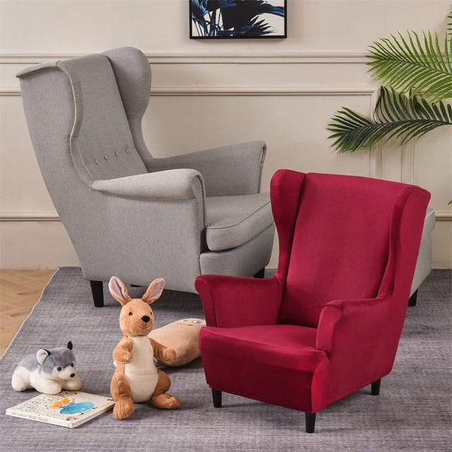 Stretch Velvet Children Wing Chair Cover Kids Size Small High Back Armchair Covers Single Sofa Slipcovers Furniture Protector