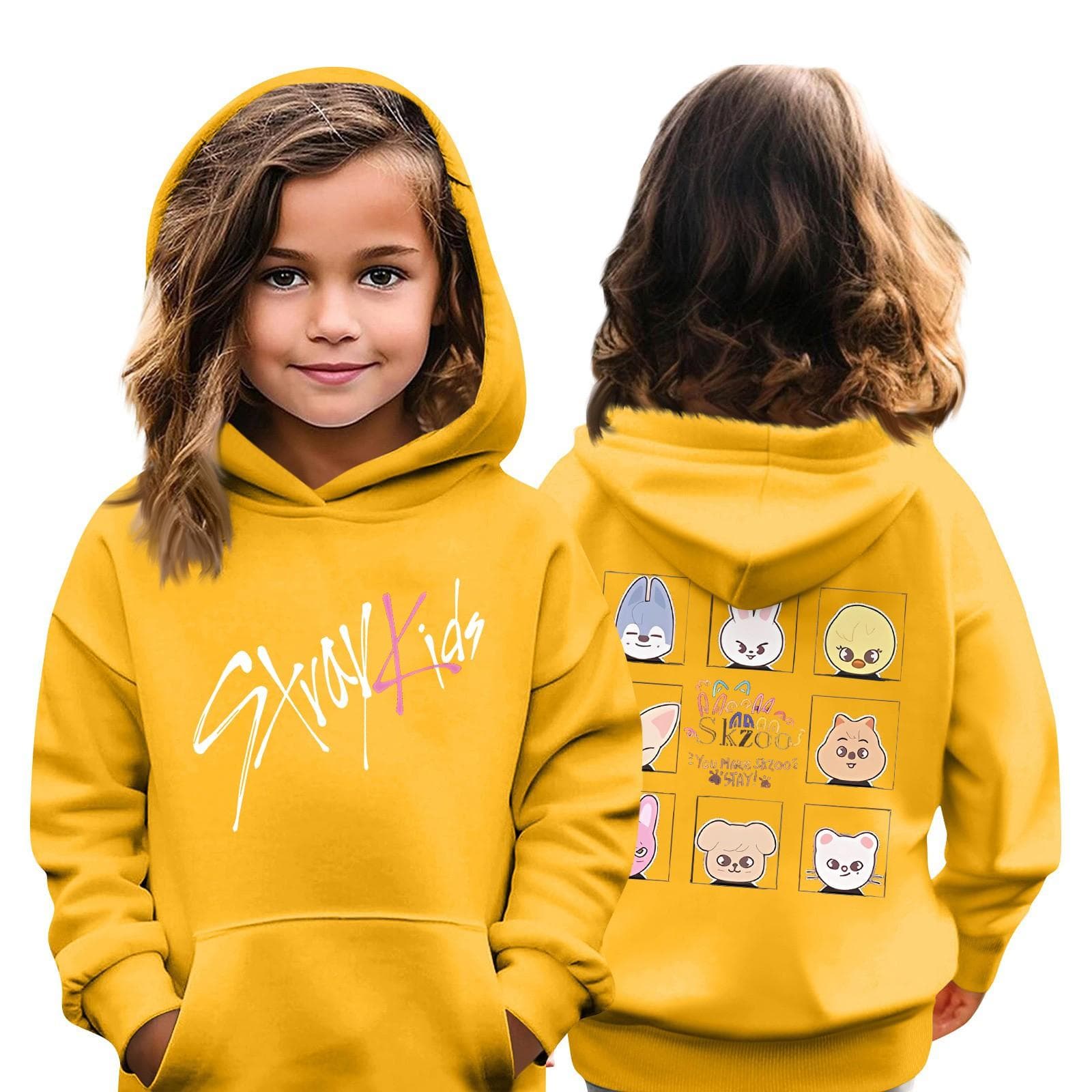 Kids Fashion Casual Top Stray Kids Korean Combo Printed Pullover Sweatshirt 140 yellow