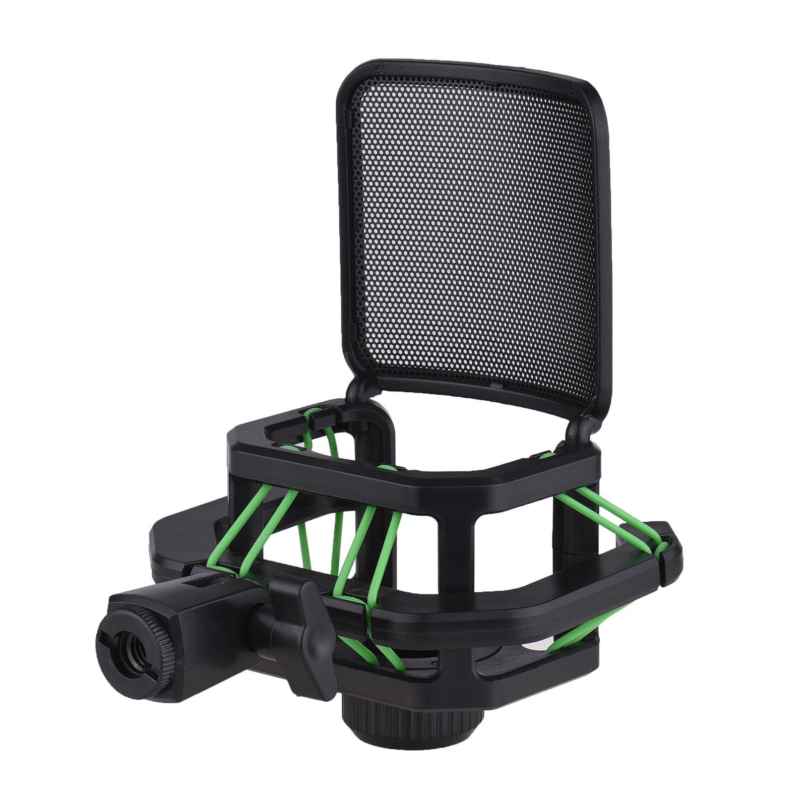 Plastic Microphone Shock Mount Anti-vibration Mic Holder Stand with Metal Pop Filter Universal green