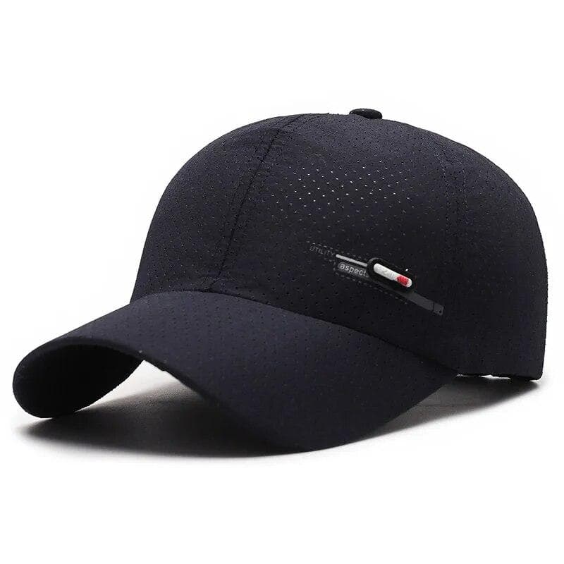 Summer Small Leather Label Quick-dry Baseball Cap Outdoor Sports Running Duck Cap Fashion Trend Simple Hat Men Adjustable Dark blue
