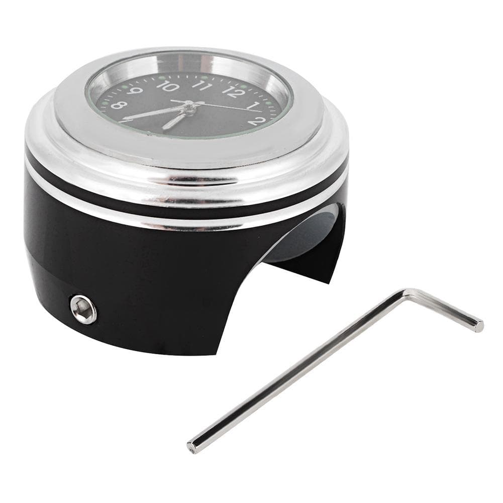 Motorcycle Modification Handlebar Mount Waterproof Quartz Clock Watch(White Surface Black Dial)