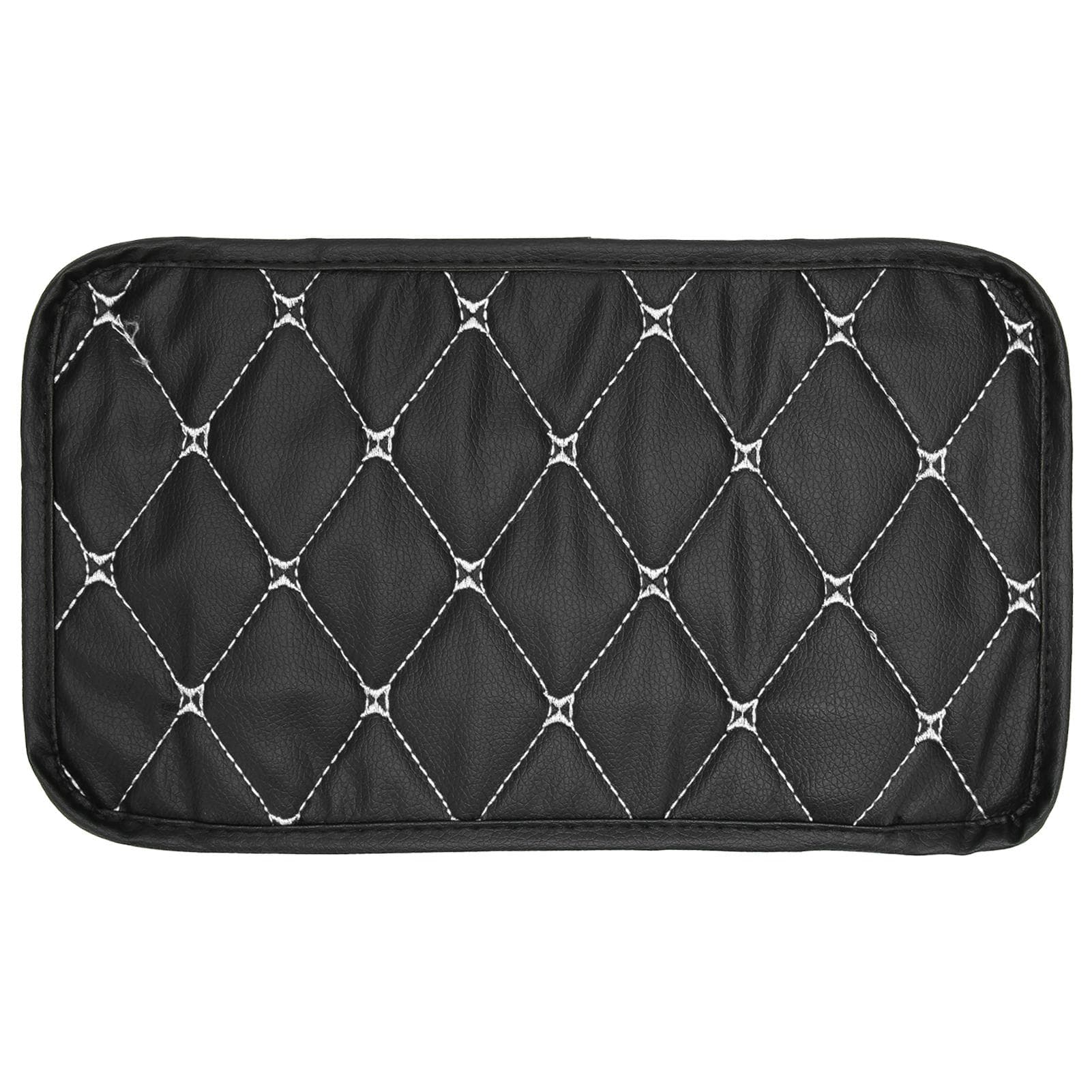 Armrest Box Mat Waterproof Dustproof PU Leather Mat Storage Box Cover Pad for Car UseWhite Line On