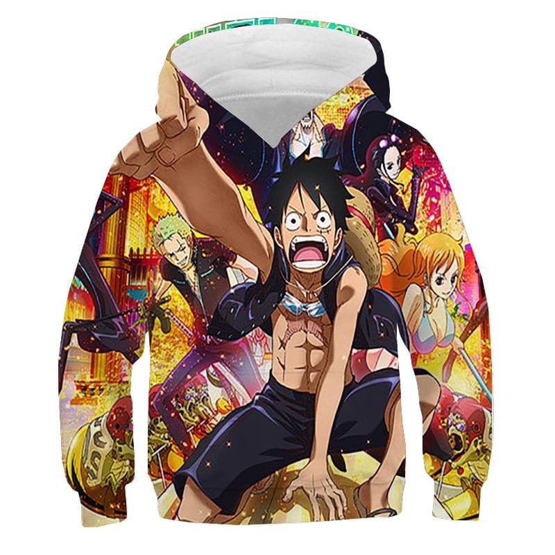 One Piece Hoodie Kids hooded Sweatshirt Anime Luffy Hoodie Kids Clothes Boys Girls Long Sleeve Autumn Warm Pullover Casual Tops M
