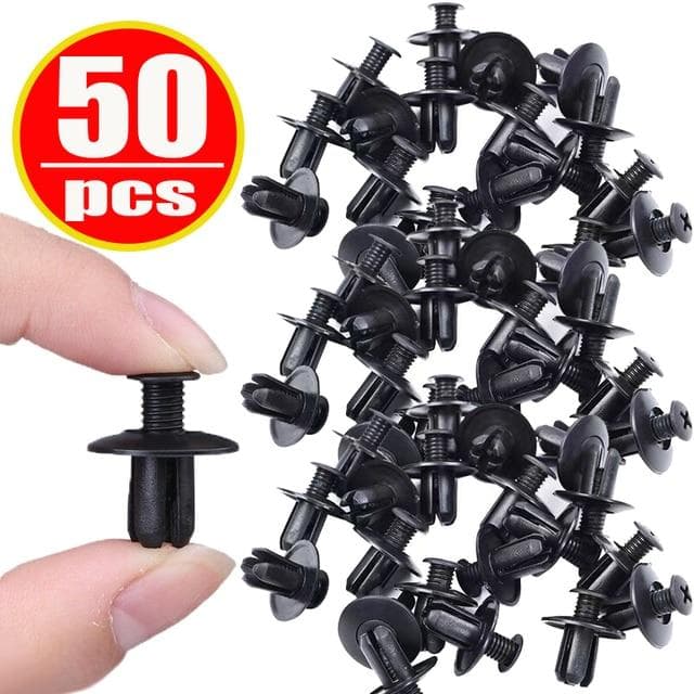 10/30/50/100pcs 8mm Plastic Rivets Fasteners Screw Car Bumper Fender Black Rivet Car Fastener Clips for Toyota Focus Kia Nissan Yamaha 50PCS