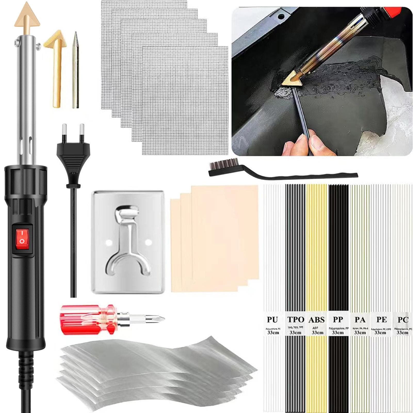150W Plastic Welding kit,2-in-1 Plastic Welder & Soldering Iron Gun,Soldering Iron Gun For Bumper eu