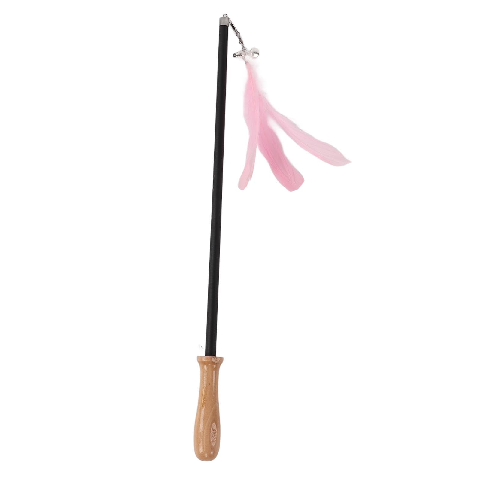 Cat Teaser Wand Retractable Interactive Cat Feather Toy with Bell for Cat KittenPink pink