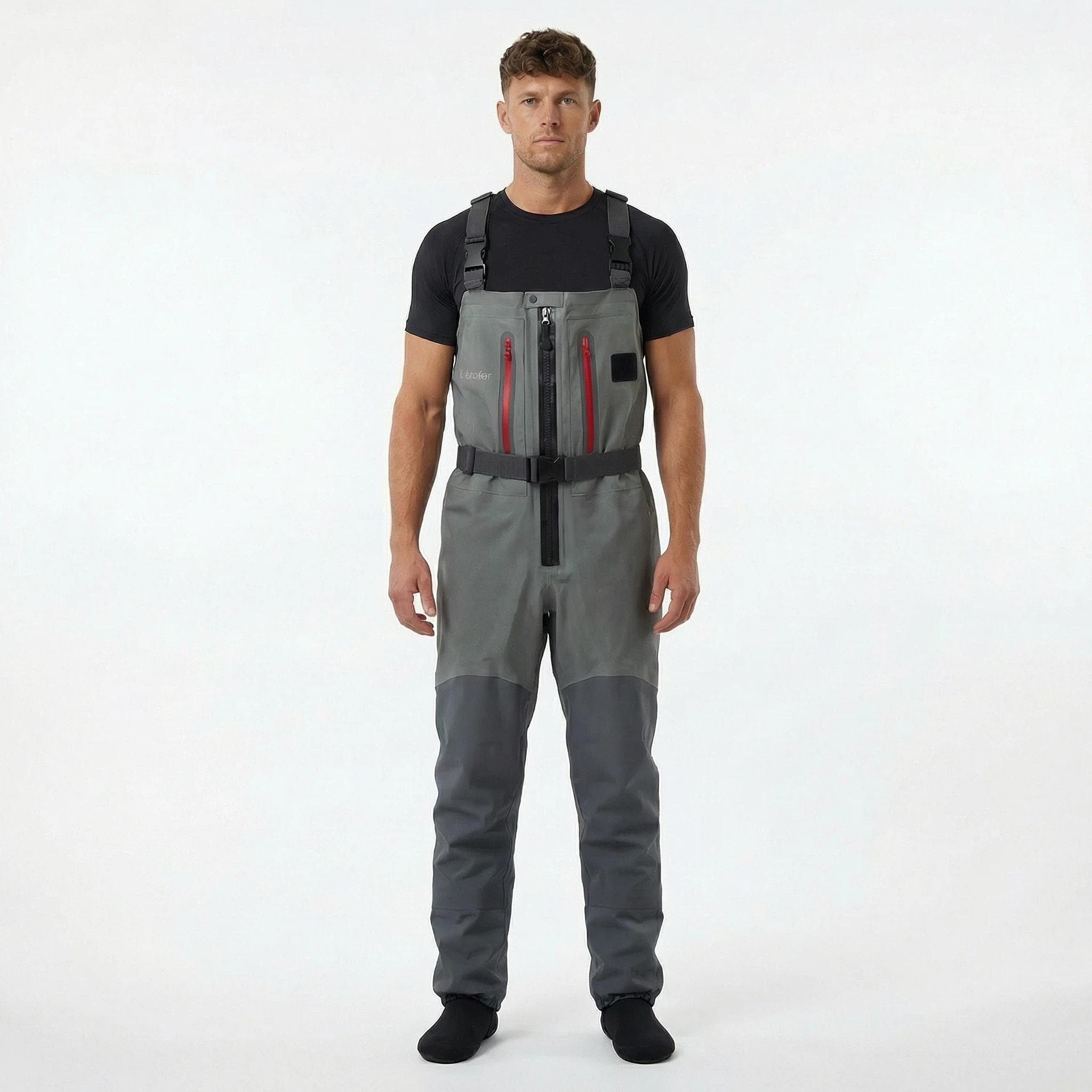 Kylebooker Five Layer Fabric Breathable Stockingfoot Chest Waders KB008 M khaki