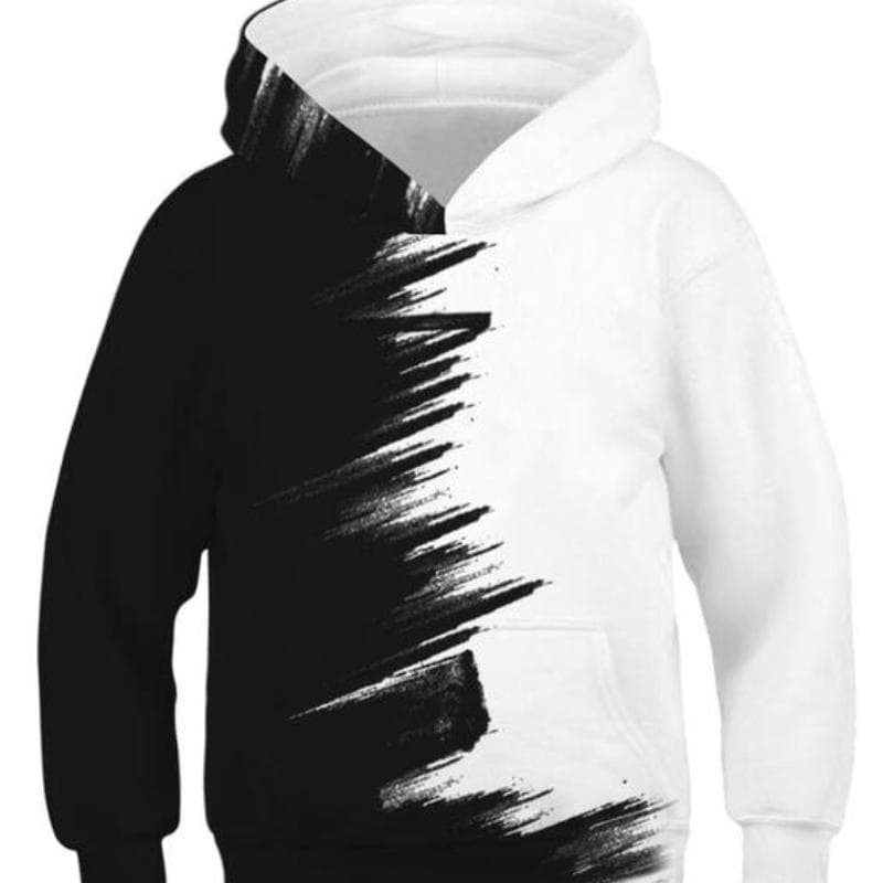 Children's Sports Hoodies Black/White 3D Print Kids Sweatshirts Junior Child Long Sleeve Pullover 4-13y Boy/Girl Hooded Sweaters 100