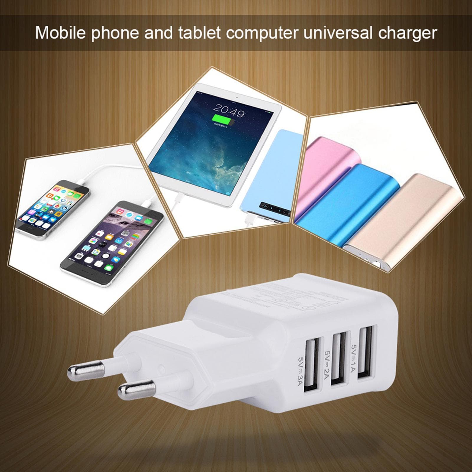 Universal Safe Wall Charger 3 USB Charging Ports for Cellphones Tablets