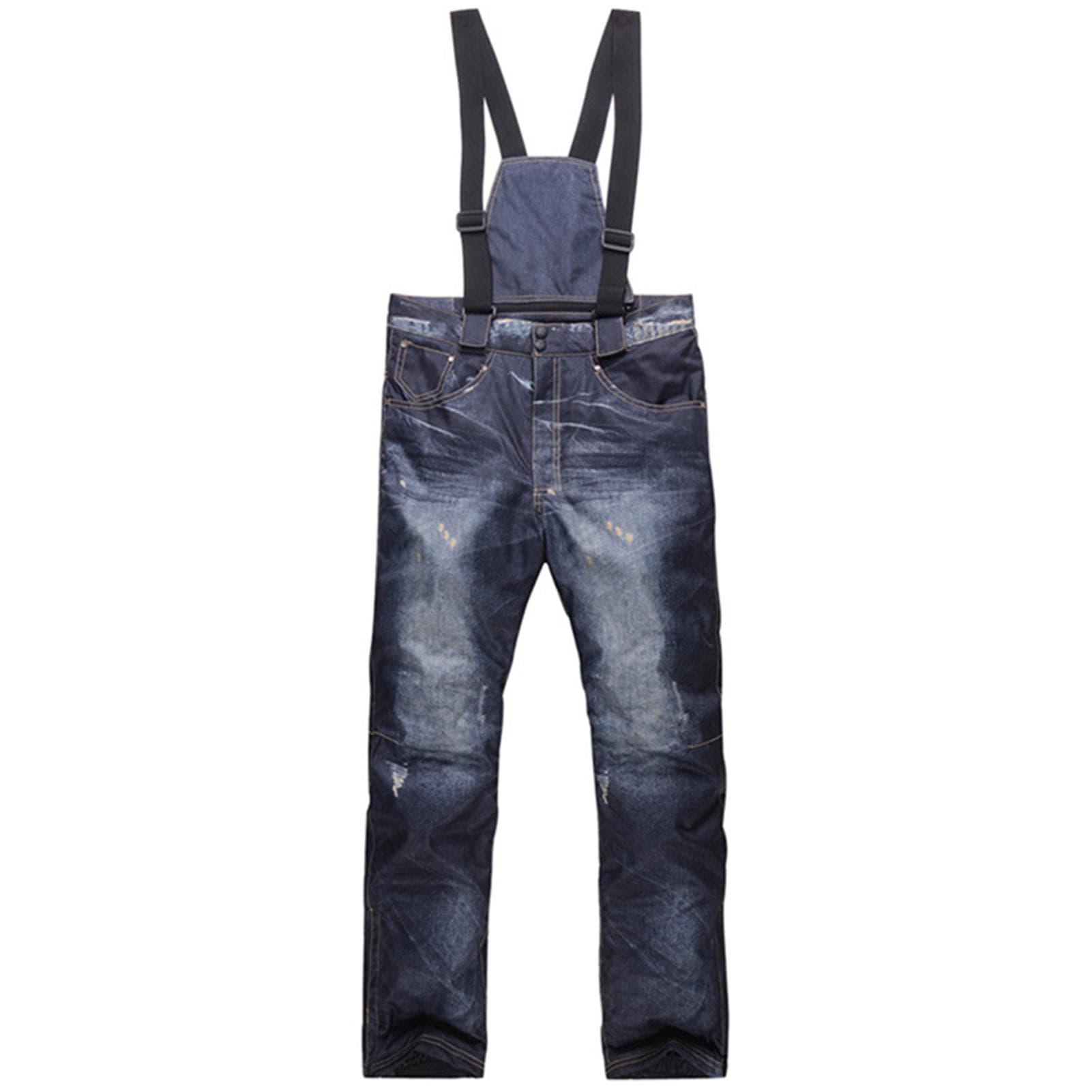 Men Ski Bib Pants Winter Skiing Snowpants with Detachable Suspenders for Snowboarding Skiing Hiking L black