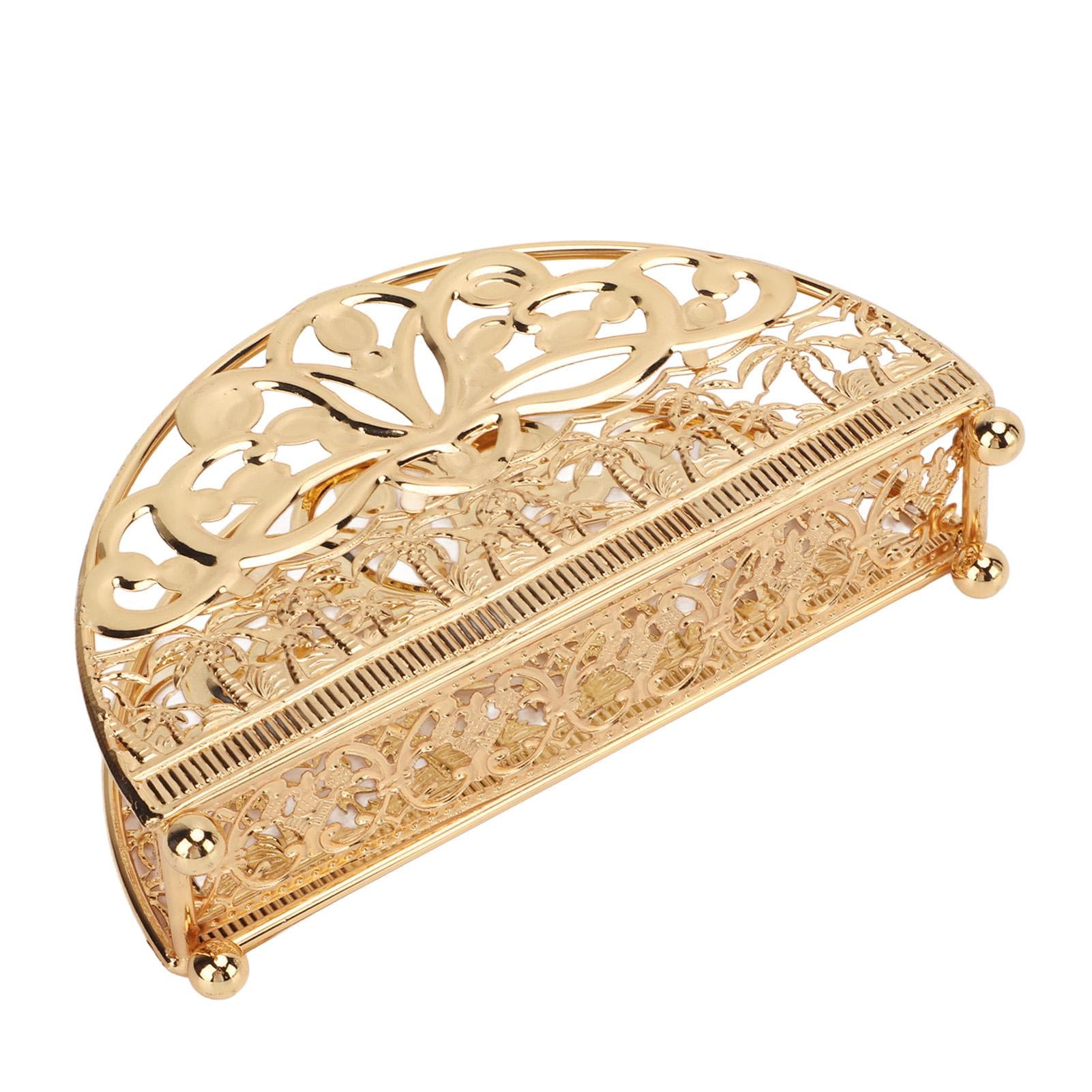 Napkin Holder Electroplating Hollow Iron Pattern Desktop Vertical Gold Metal Tissue Holder for