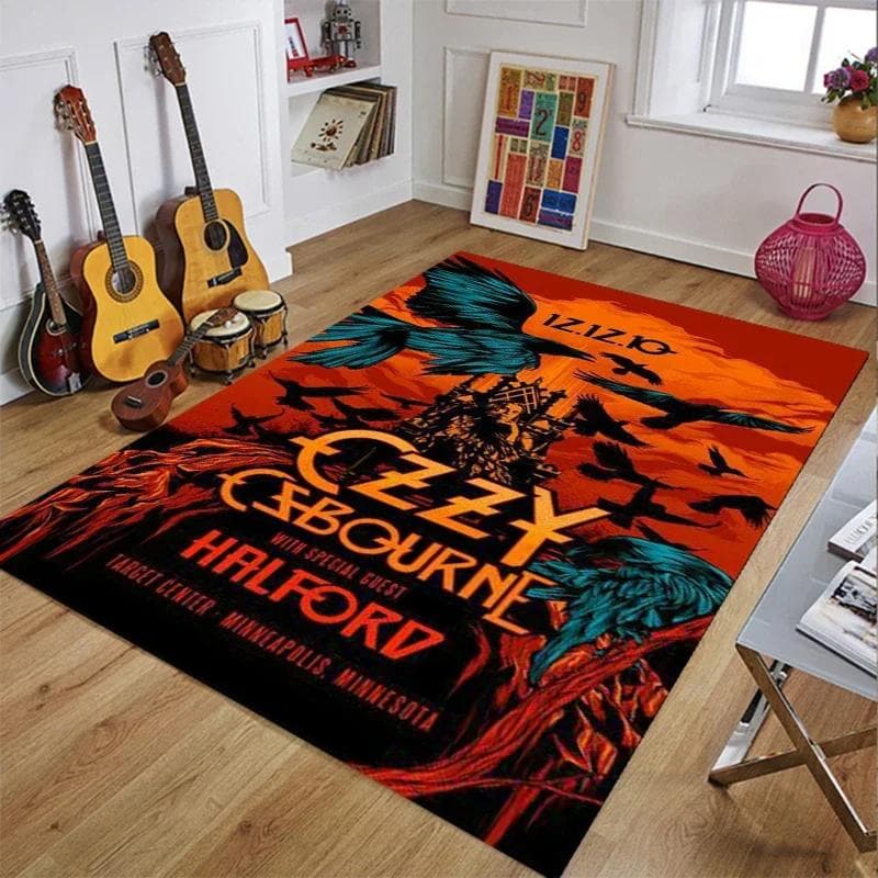 Ozzy Osbourne Band Printed Carpet Living Room Bedroom Fashionable and Aesthetic Anti slip Carpet Photography Props Birthday Gift 160cm by 120cm