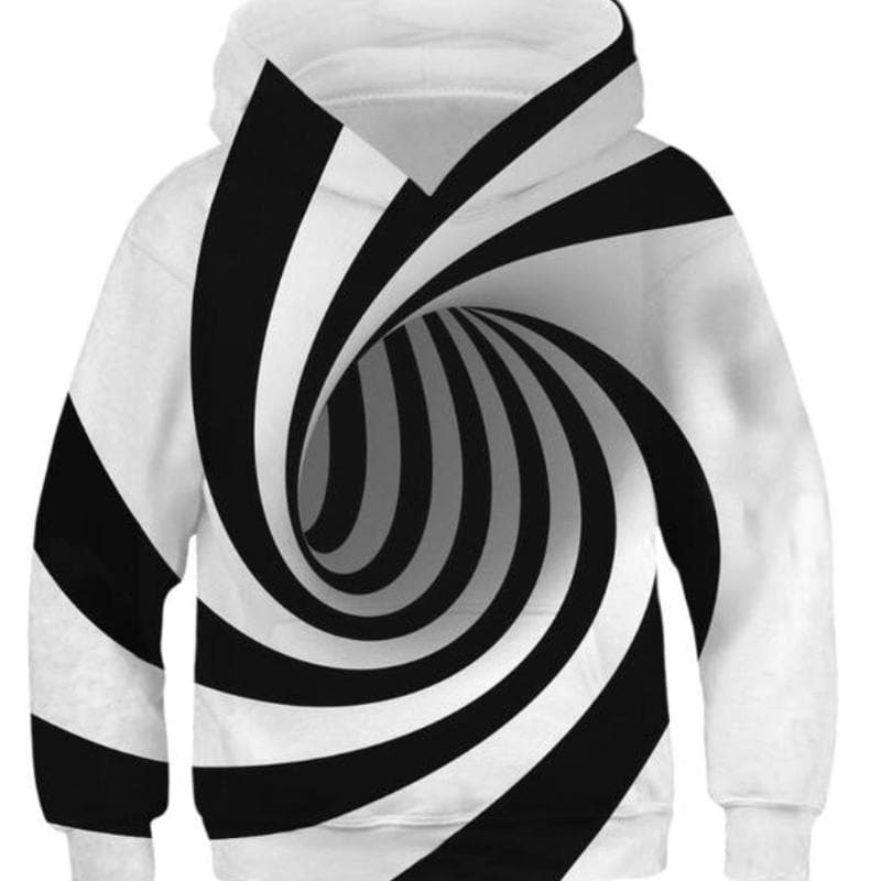 Children's Sports Hoodies Black/White 3D Print Kids Sweatshirts Junior Child Long Sleeve Pullover 4-13y Boy/Girl Hooded Sweaters 130