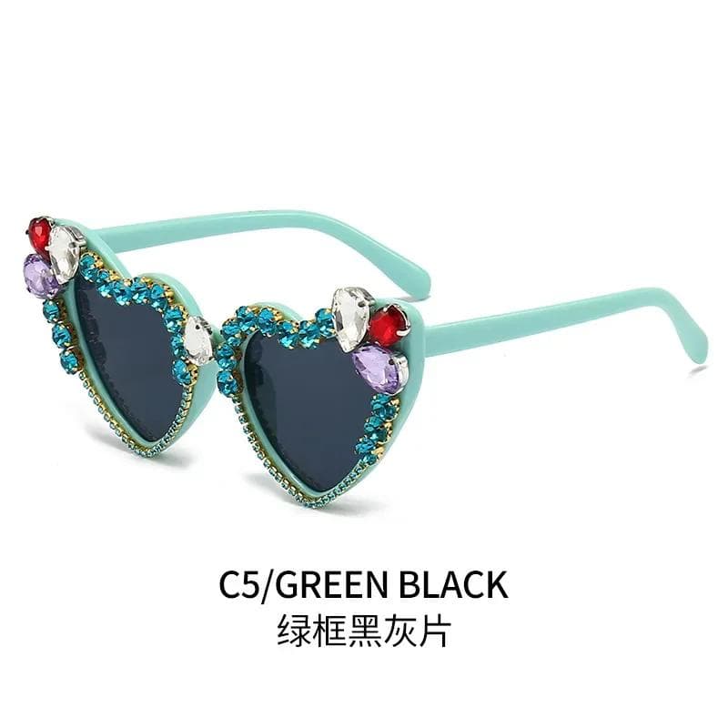 Handmade Cat Eye Sunglasses for Women with Inlaid Imitation Diamond Shiny Stylish Fashion Accessories