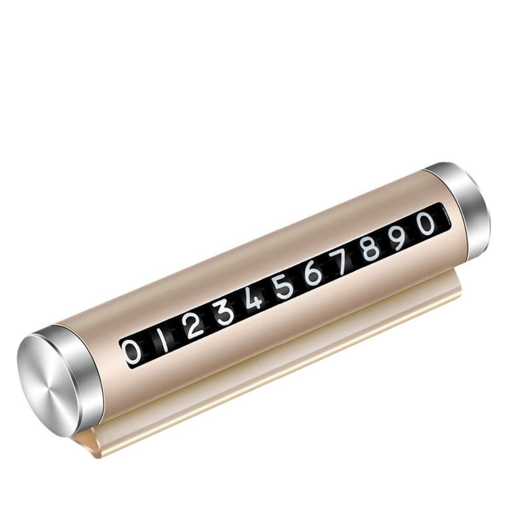 Metal Car Temporary Parking Card Universal Rotate Phone Number Plate Aluminum Stickers Park Stop in Car-styling Auto Accessories 1PCS gold