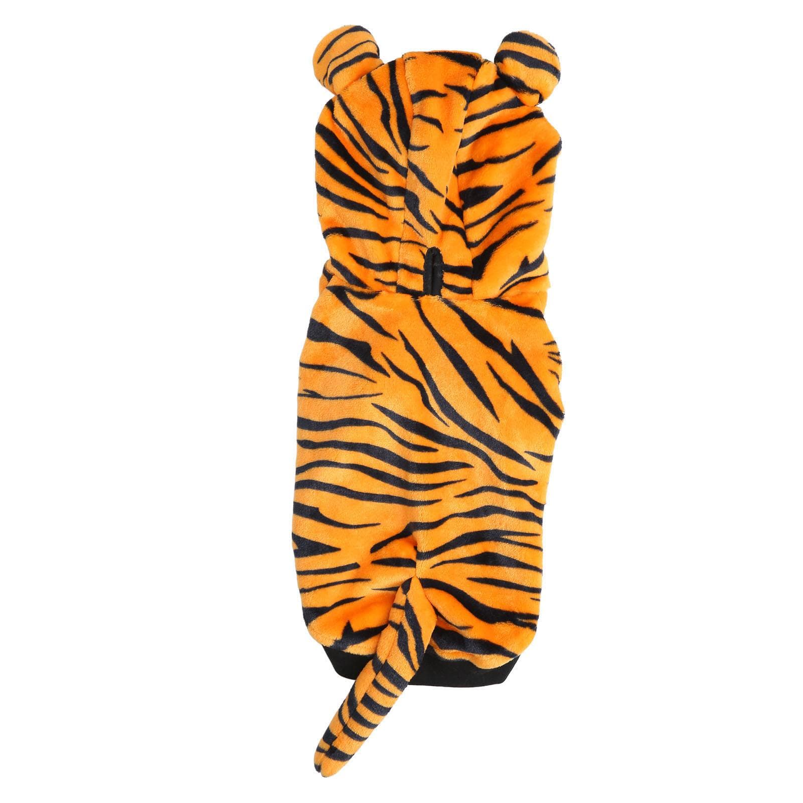 Dog Tiger Hoodie Soft Polyester Cotton Padded Warm Comfortable Dog Winter Sweatshirt with Tiger L(for 6.5-9kg)