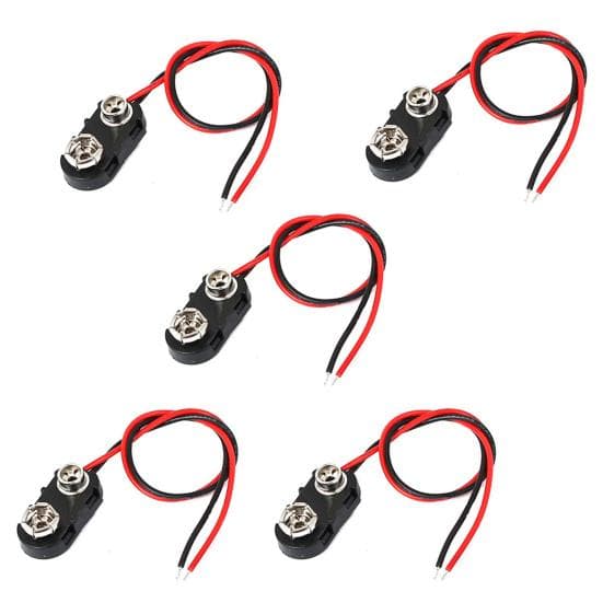 Electronic Kingdom Wires Press Buckle Lead 15cm Double I Type 9V Battery Clip Connector Plug Holder 5pcs
