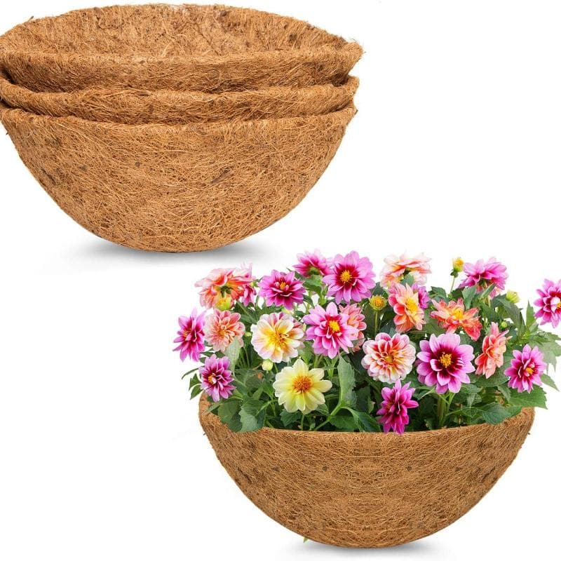 Hanging Basket Coco Liners Replacement 100% Natural Round Coconut Coco Fiber Planter Basket Liners Hanging Basket Flowers Vegetables 25CM