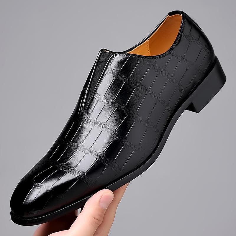 Luxurious Men's Leather slip on Shoes Business Man Flat Classic Men Dress Shoes Leather Italian Formal Oxford shoes 43 black
