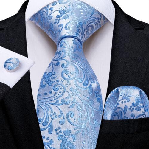 DiBanGu Mens Silk Necktie Set Striped Paisley Solid Tie Pocket Square Cufflinks N-7711