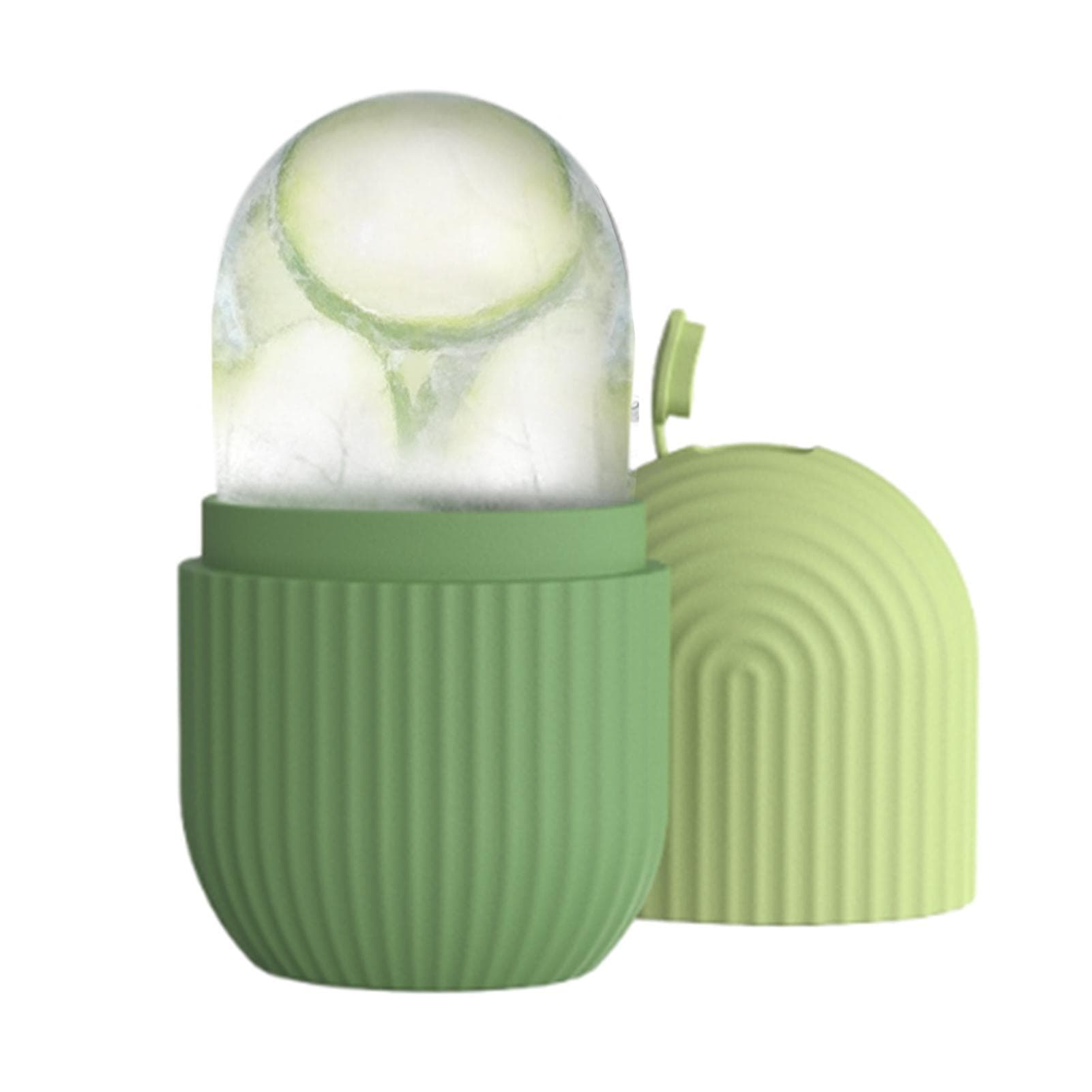 Ice Face Roller Silicone Mold Holder Reusable Skin Care Massage Tools for Calm Skin & Shrinks Pores green