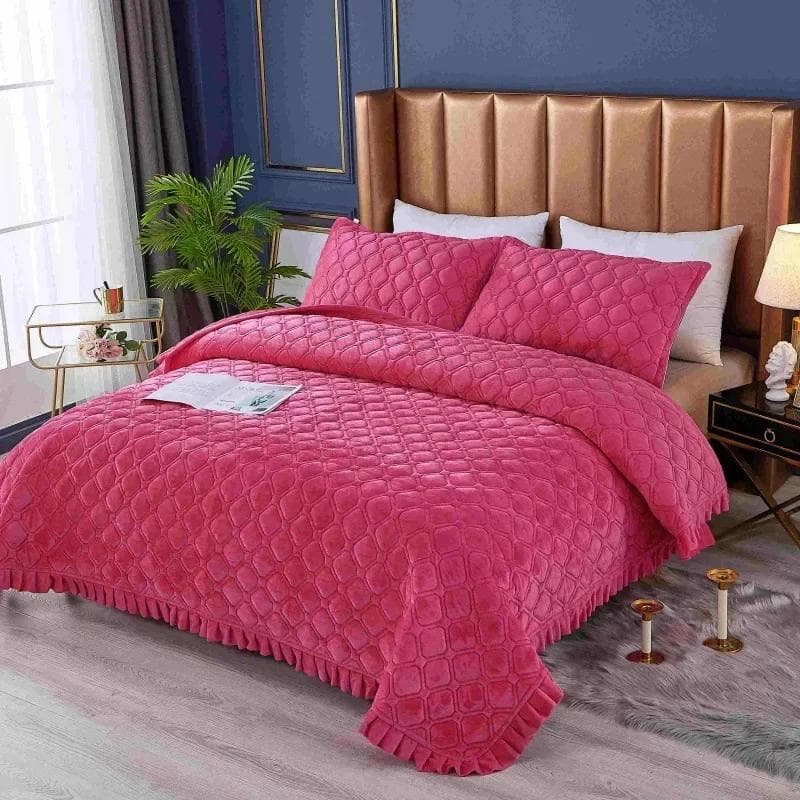 Thickened Bedspread Solid Colour Crystal Velvet Bed Cover Cotton-Padded Quilted Non Slip Sheet Blanket Children Queen Bedding 200x230cm 1pc