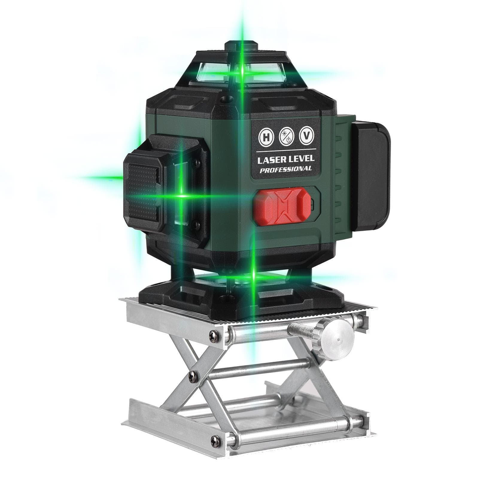 Laser Level Meter Multifunctional 4*360degrees 16 Lines Laser Level 3degrees Self-leveling Leveling Tool Green EU Plug army green