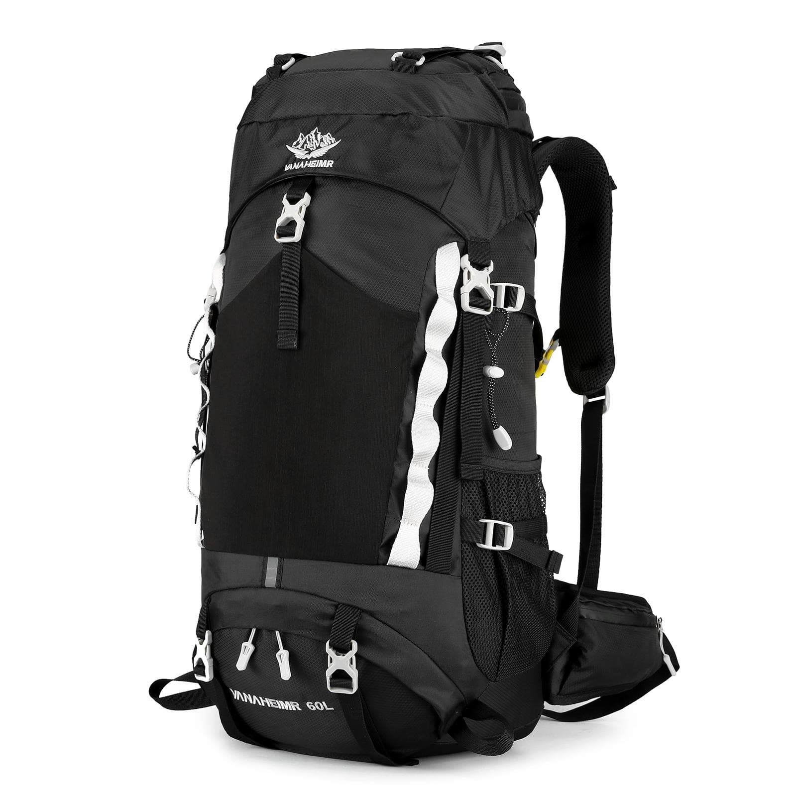60L Waterproof Hiking Backpack Camping Travel Daypack with Rain Cover for Camping Hiking Travel black