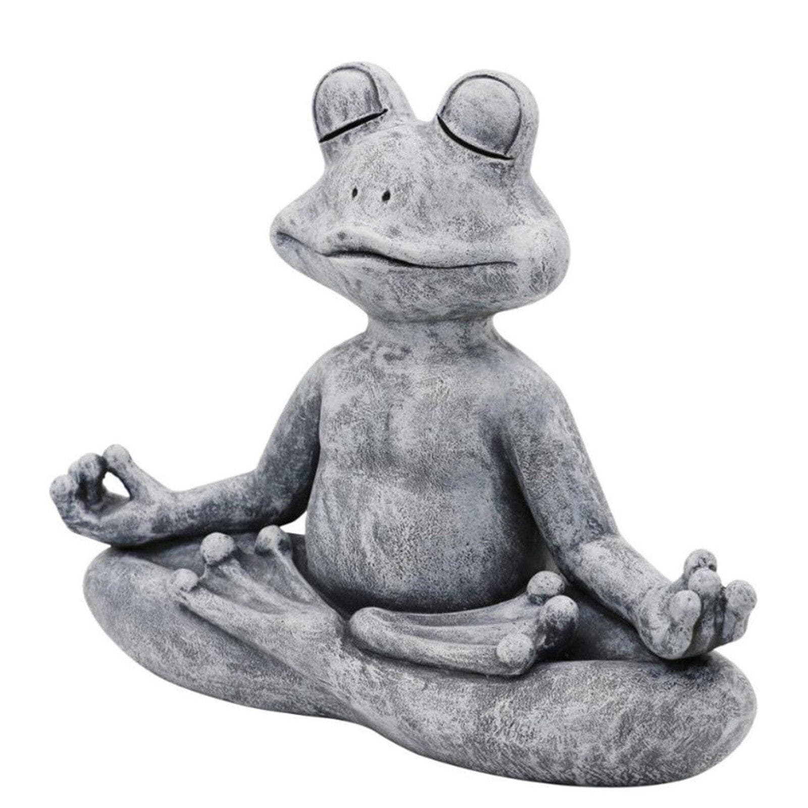 Meditating Zen Buddhism Frog Statue Garden Yoga Figurine Poly Frog Statue Animal Sculpture Resin Office Yard Decoration Ornament Meditation frog