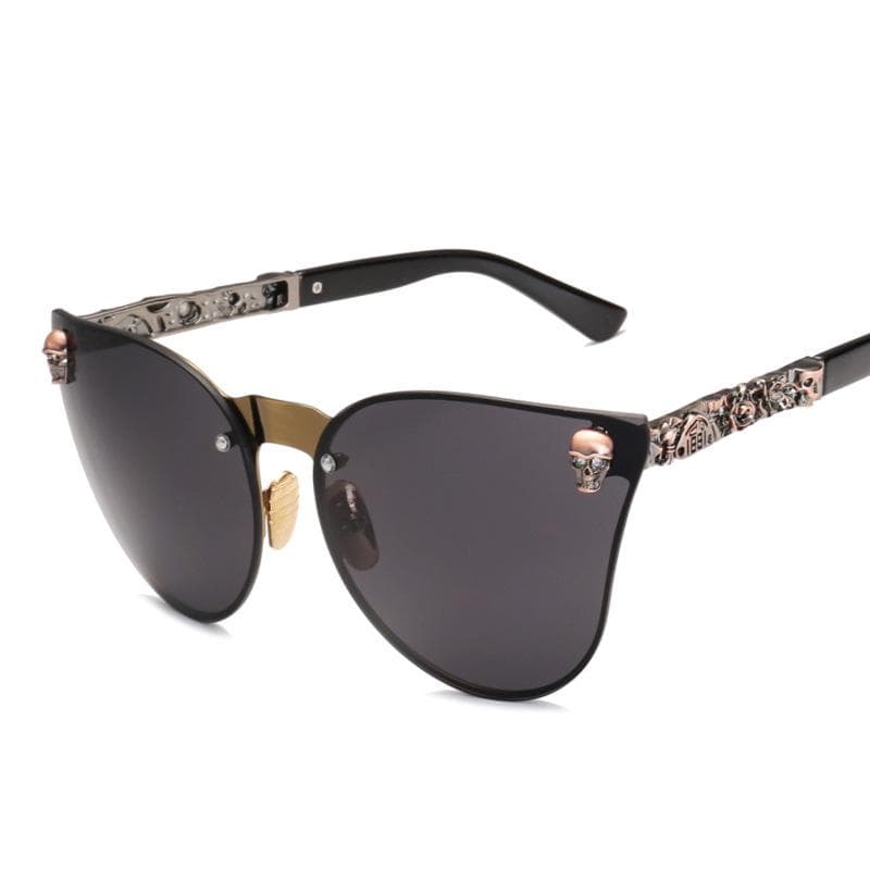 Men Women Gothic Sunglasses Skull Frame Metal Temple Sunglasses None