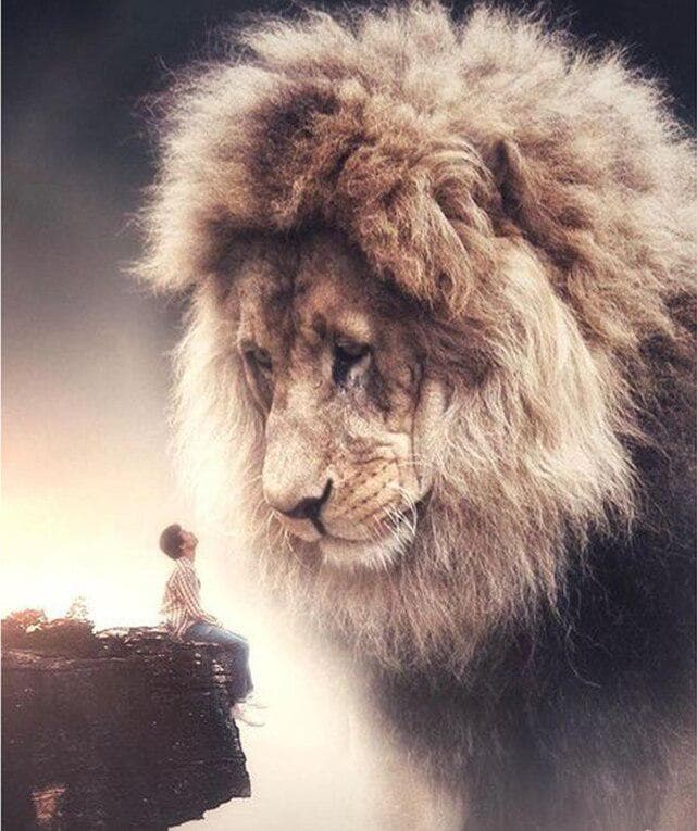 Diamond Painting Lion Cross Stitch Diamond Painting Scenery Pattern Circular Rhinestone Home Decor 20X30CM