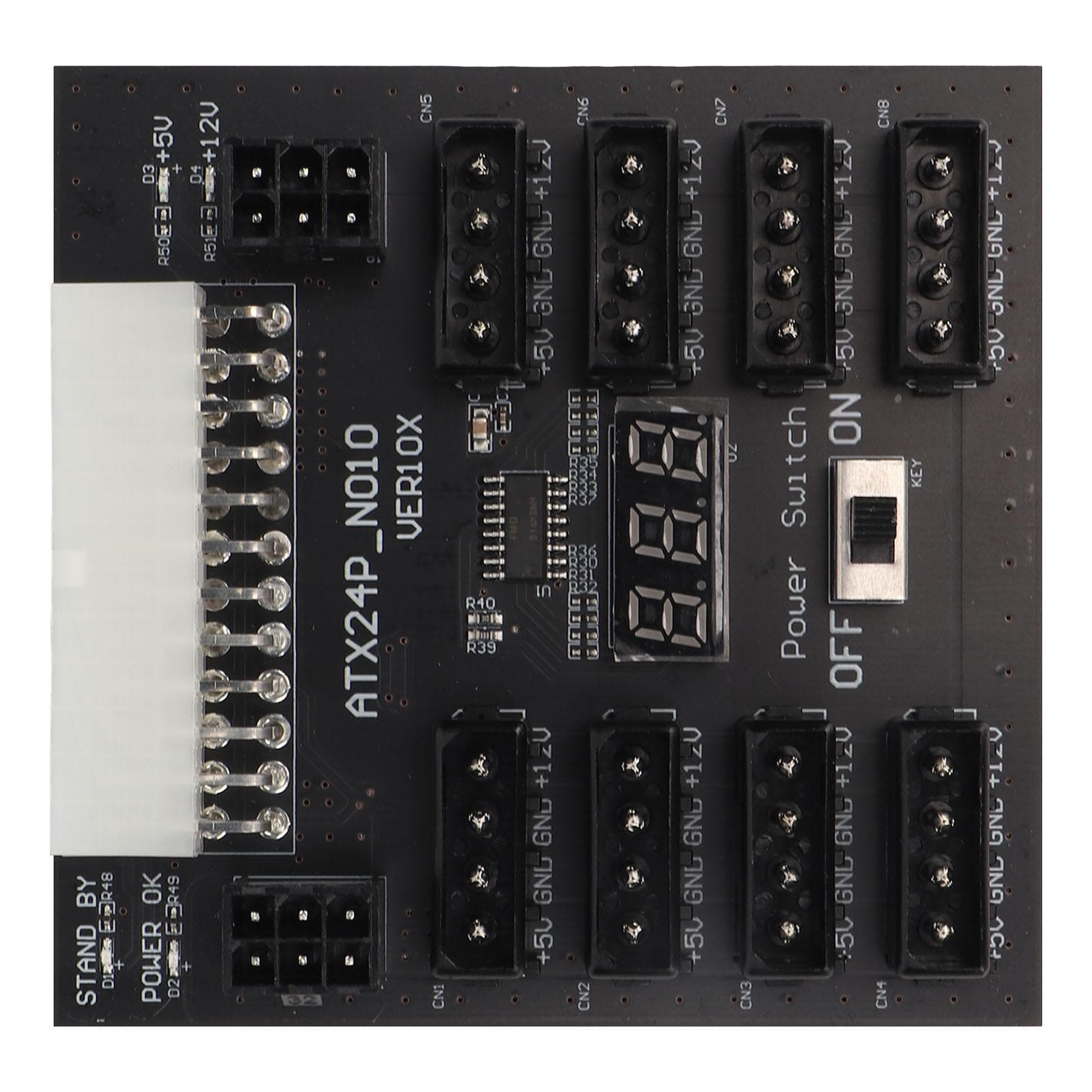 ATX PSU Power Board 5V 12V Output 24Pin to 8X 4Pin Plus 2X Voltage Indicator ATX Server Power Board