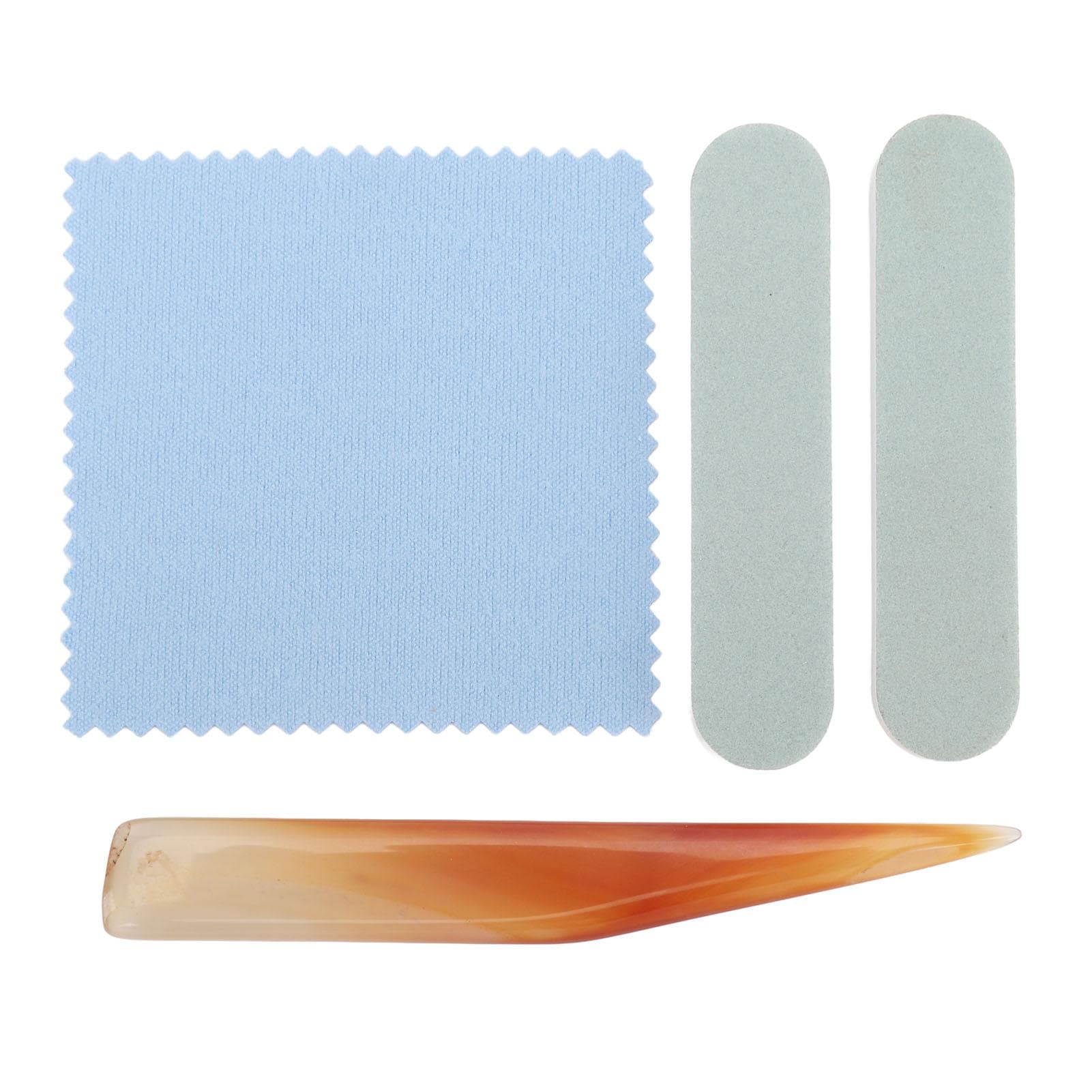 4 Pieces Jewelry Polishing Tools 12cm Buffing Stone Polishing Sticks and Cleaning Cloth for Gold