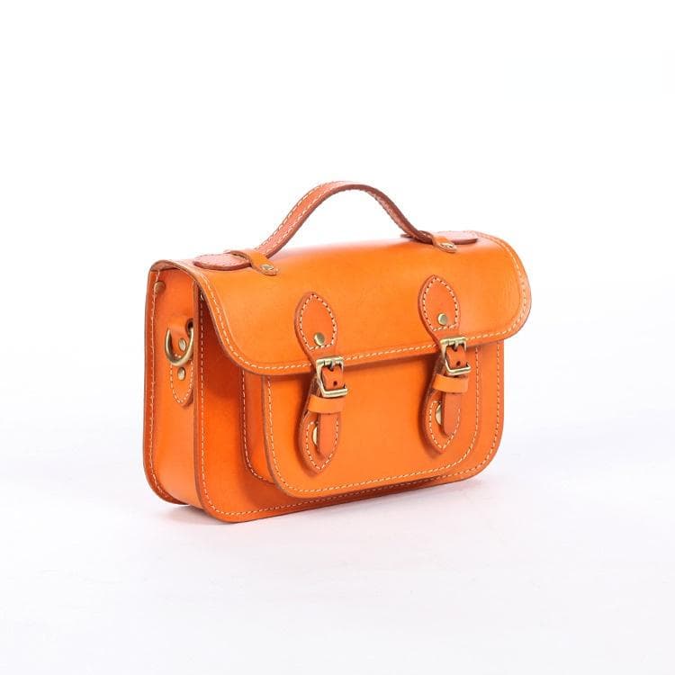 Johnature Handmade Natural Cowhide Women Bag Genuine Leather Solid Color Shoulder Bags Vintage Cambridge Bag camel