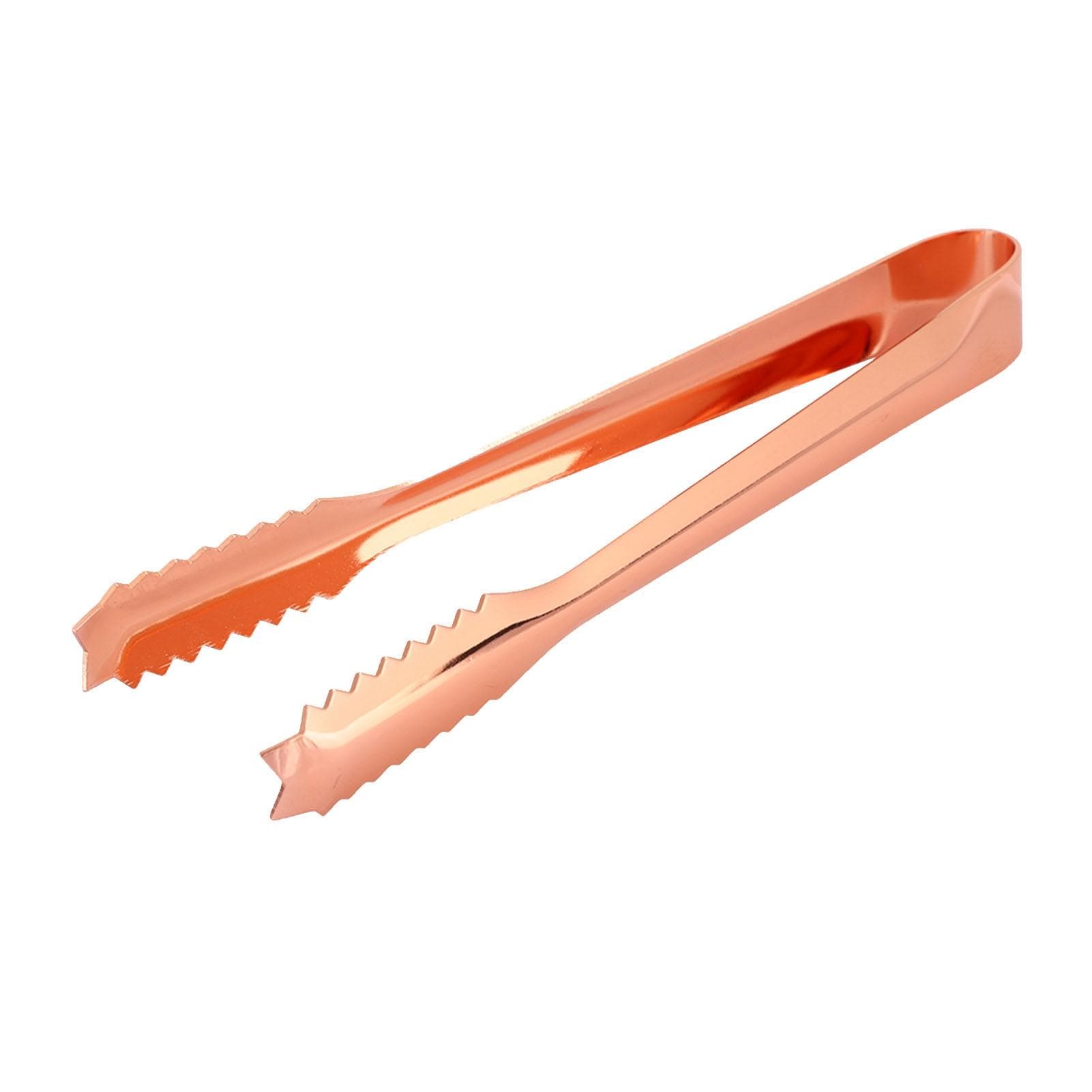 Stainless Steel Ice Clip Food Tongs with Serrated Tip for Home Party Bar Restaurant UseCopper