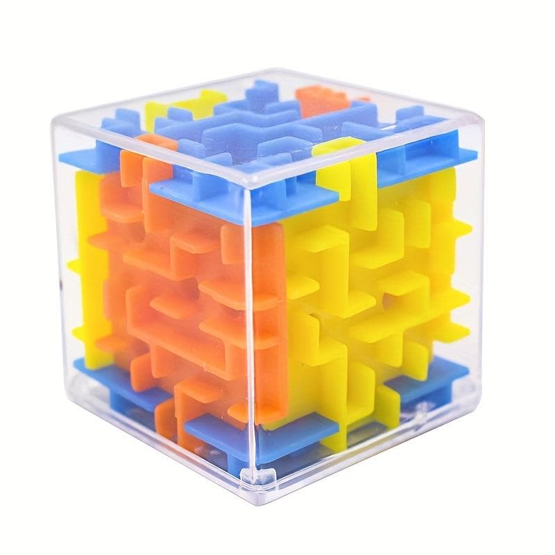 Transparent 3D Maze Cube Puzzle With Rolling Ball - Fun Stress Reliever Toy For Kids 1PC