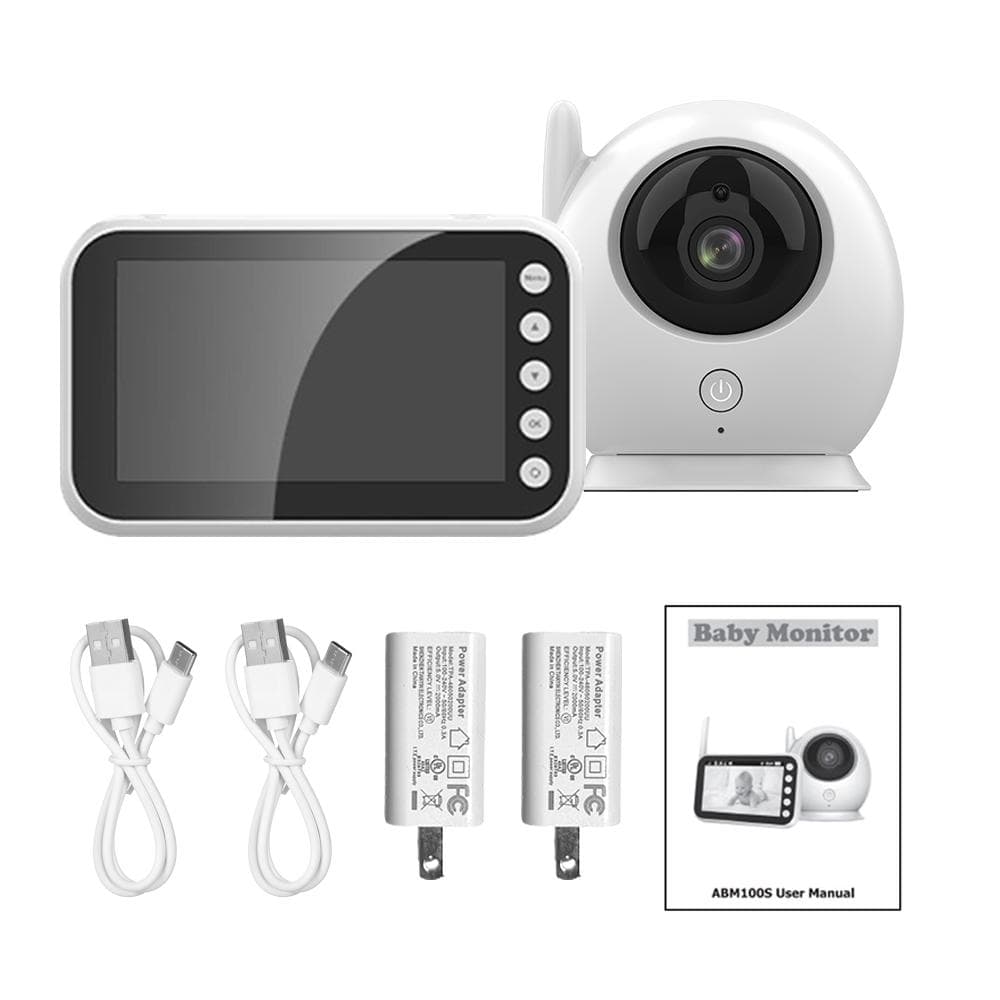 2.4GHz FHSS Monitor with Camera 720P 4.3 Inch LCD Screen Video Camera 2 Way Audio Crying Motion US Plug white
