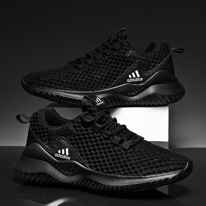 Hollowed Out Men's Shoes Summer Breathable Mesh Surface Sneakers Lightweight Anti-odor Soft Soled Large Size Running Shoes 42 black